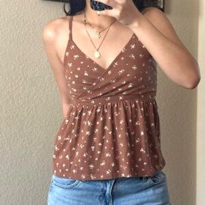 Hollister Brown Floral Camisole, size XS